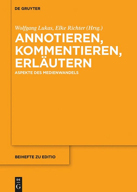 Buch Cover Bd. 47 der Reihe editio / Beihefte De Gruyter Buch Cover Bd. 47 der Reihe editio / Beihefte De Gruyter